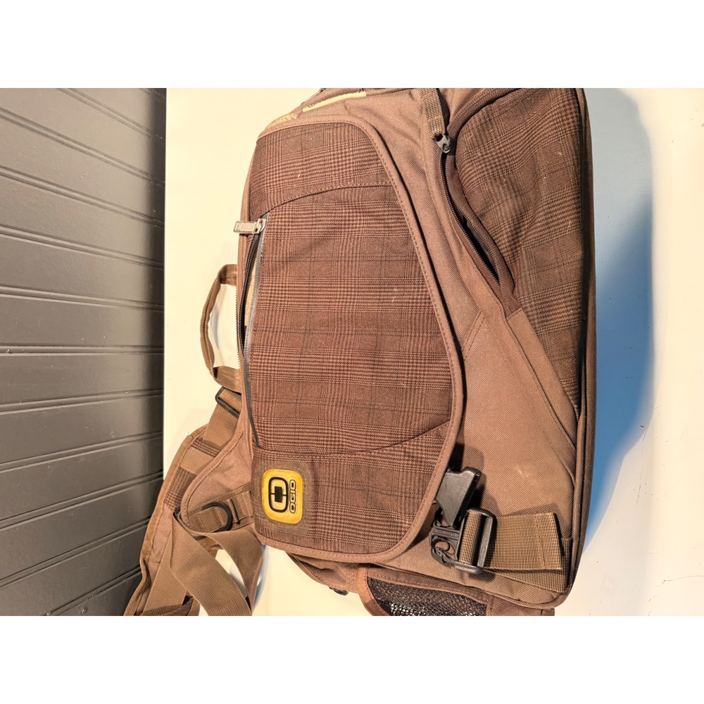 OGIO Hip Hop Messenger Bag Brown Plaid Tech Laptop Shoulder Bag Organizer
